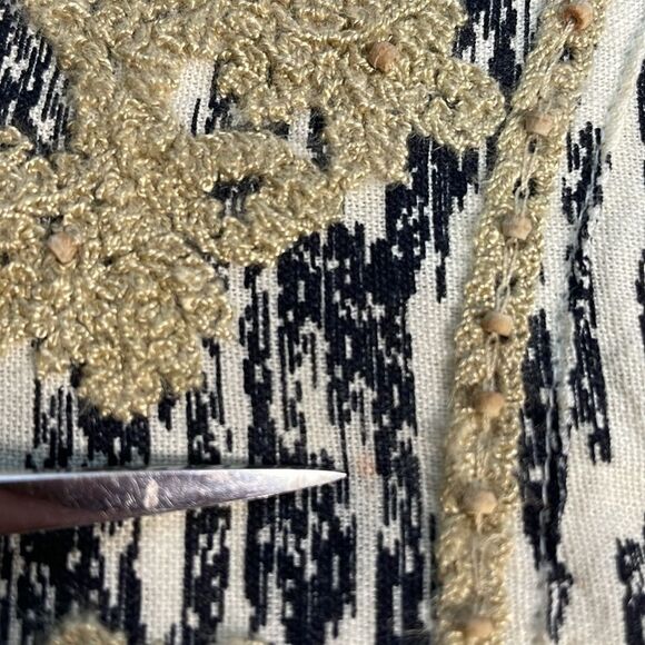 Zara Black and Off-white Dress with Embroidery and Beading Cotton/Linen Blend XL - Picture 15 of 15